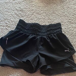Puma Black Athletic Shorts with Double-Layer Design